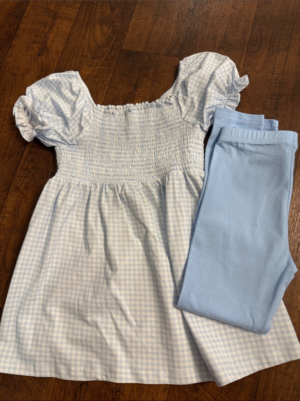 Classic Light Blue Gingham Girls' Matching Set - Brand: